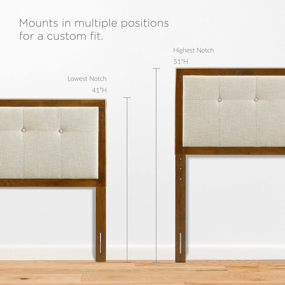 Tufted Wood Platform Bed with Angular Frame