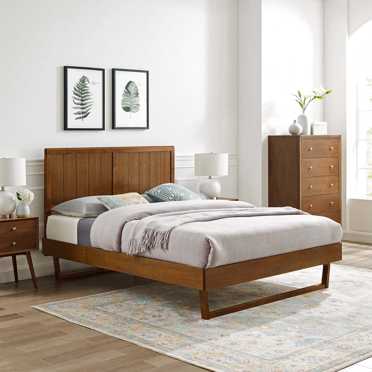 Wood Platform Bed with Angular Frame