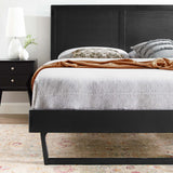 Wood Platform Bed with Window Pane Headboard