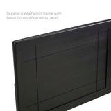 Wood Platform Bed with Window Pane Headboard