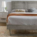 Wood Platform Bed with Window Pane Headboard