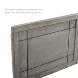 Wood Platform Bed with Window Pane Headboard