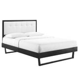 Tufted Wood Platform Bed with Angular Frame