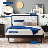Tufted Wood Platform Bed with Angular Frame