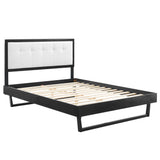 Tufted Wood Platform Bed with Angular Frame