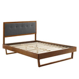 Tufted Wood Platform Bed with Angular Frame