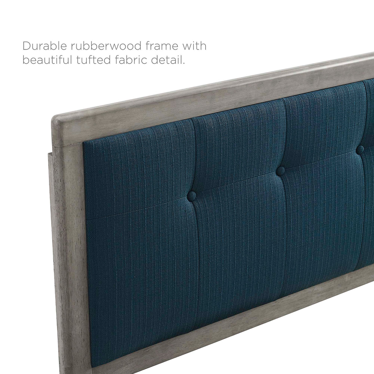 Tufted Wood Platform Bed with Angular Frame