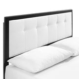 Tufted Wood Platform Bed with Splayed Legs