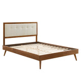 Tufted Wood Platform Bed with Splayed Legs