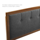 Tufted Wood Platform Bed with Splayed Legs