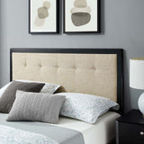 Tufted Wood Platform Bed with Splayed Legs
