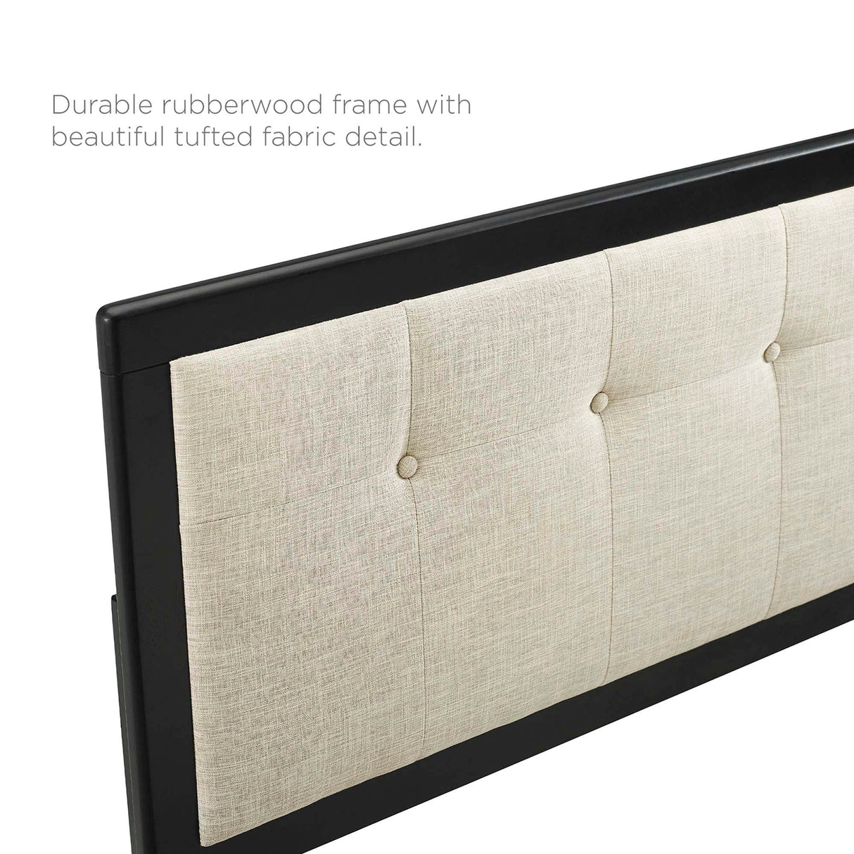 Tufted Wood Platform Bed with Splayed Legs