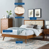 Tufted Wood Platform Bed with Splayed Legs