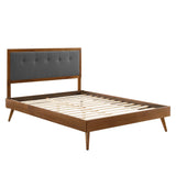 Tufted Wood Platform Bed with Splayed Legs