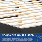 Woven Cane Rattan and Wood Platform Bed with Angular Legs