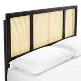 Cane and Wood Platform Bed with Splayed Legs