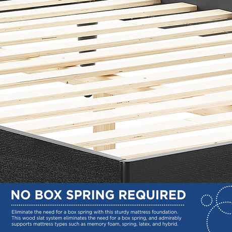Cane and Wood Platform Bed with Splayed Legs