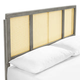 Cane and Wood Platform Bed with Splayed Legs