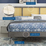 Cane and Wood Platform Bed with Splayed Legs