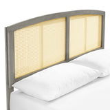 Cane and Wood Platform Bed with Splayed Legs