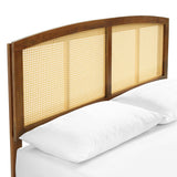 Cane and Wood Platform Bed with Splayed Legs