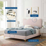 Wave-Inspired Scalloped Performance Velvet Platform Bed
