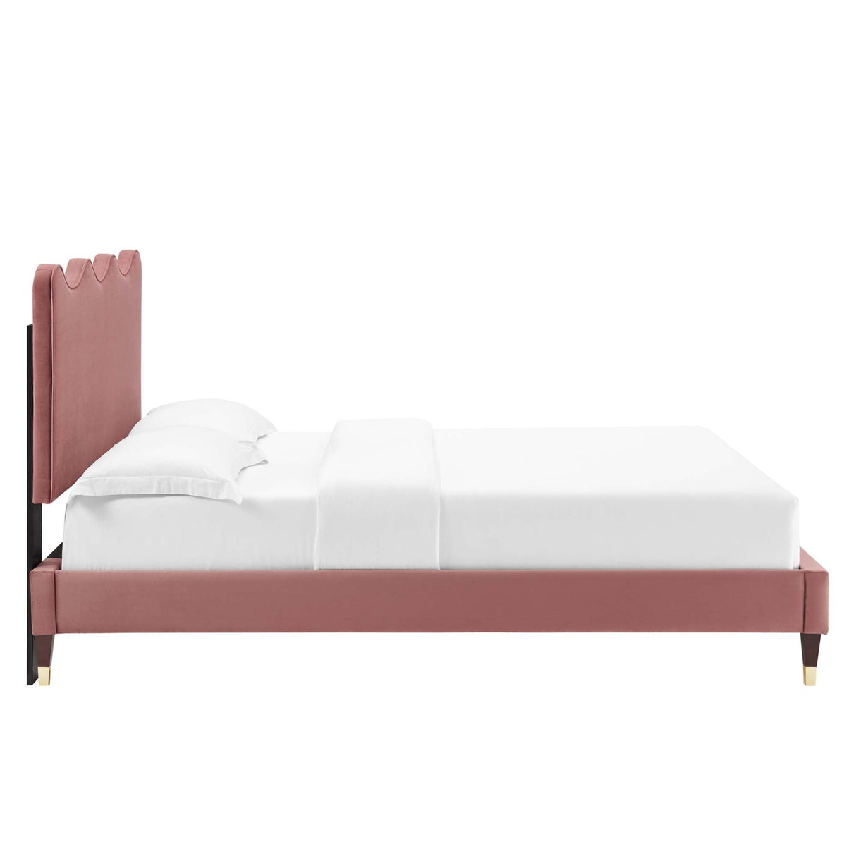 Wave-Inspired Scalloped Performance Velvet Platform Bed