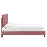 Wave-Inspired Scalloped Performance Velvet Platform Bed