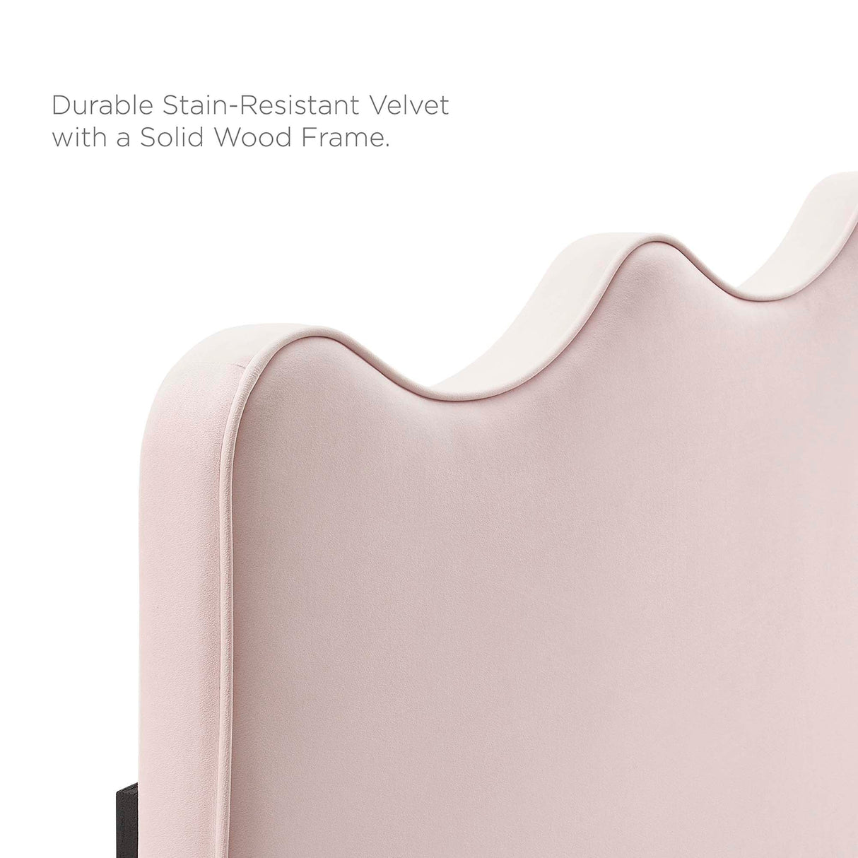 Wave-Inspired Scalloped Performance Velvet Platform Bed