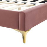 Wave-Inspired Scalloped Performance Velvet Platform Bed