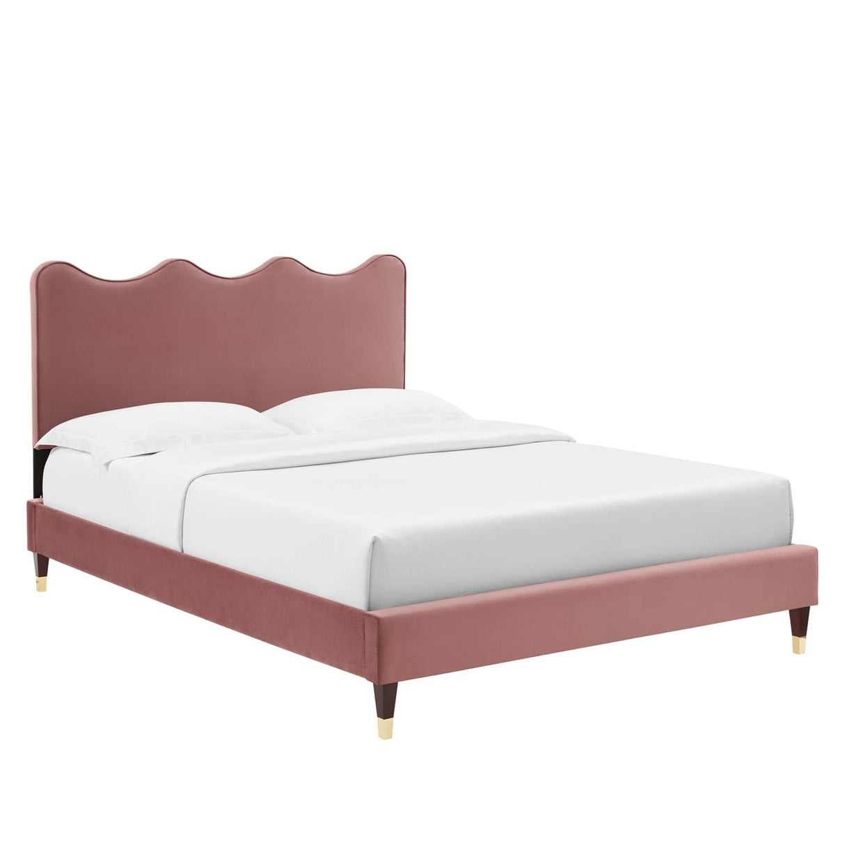 Wave-Inspired Scalloped Performance Velvet Platform Bed