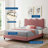 Wave-Inspired Scalloped Performance Velvet Platform Bed