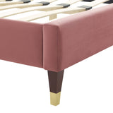 Wave-Inspired Scalloped Performance Velvet Platform Bed