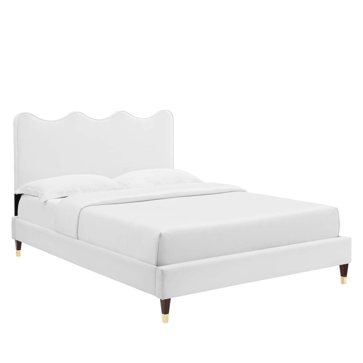 Wave-Inspired Scalloped Performance Velvet Platform Bed