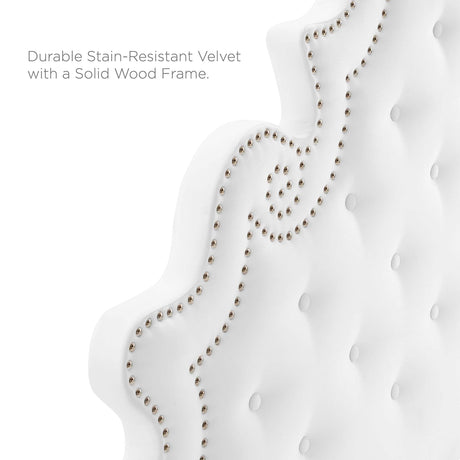 Tufted Performance Velvet Platform Bed with Nailhead Trim