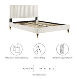 Channel Tufted Performance Velvet Platform Bed with Nailhead Trim
