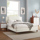 Channel Tufted Performance Velvet Platform Bed with Nailhead Trim