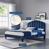 Channel Tufted Scalloped Performance Velvet Platform Bed