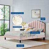 Channel Tufted Scalloped Performance Velvet Platform Bed