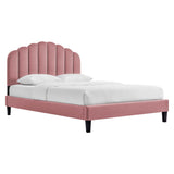 Channel Tufted Scalloped Performance Velvet Platform Bed