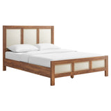 Queen Walnut Wood Grain Mid-Century Modern Platform Bed