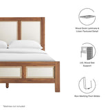 Queen Walnut Wood Grain Mid-Century Modern Platform Bed