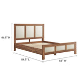 Queen Walnut Wood Grain Mid-Century Modern Platform Bed