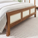 Queen Walnut Wood Grain Mid-Century Modern Platform Bed