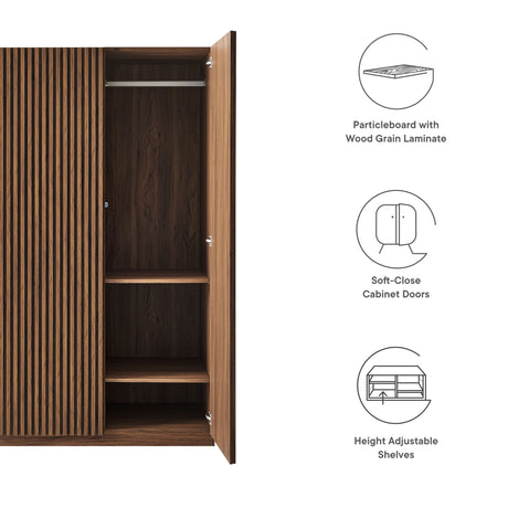 40" Slatted 2-Door Freestanding Wardrobe Closet
