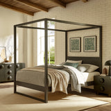 Solid Wood 4-Post Canopy Platform Bed