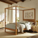 Solid Wood 4-Post Canopy Platform Bed