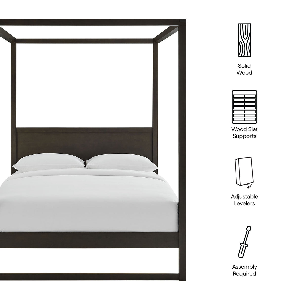 Solid Wood 4-Post Canopy Platform Bed