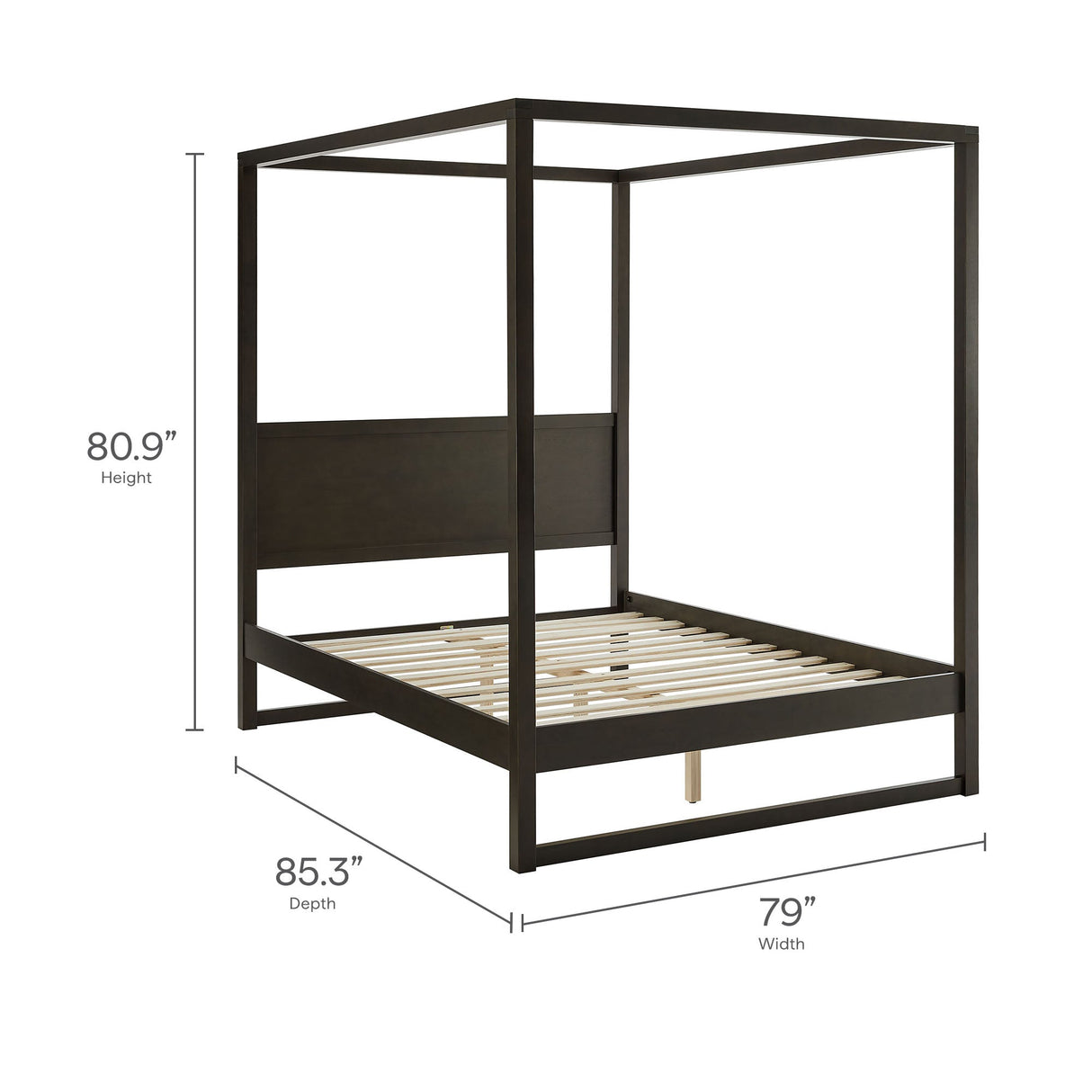 Solid Wood 4-Post Canopy Platform Bed