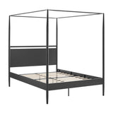 4-Poster Canopy Metal Platform Bed with Adjustable Cushioned Headboard
